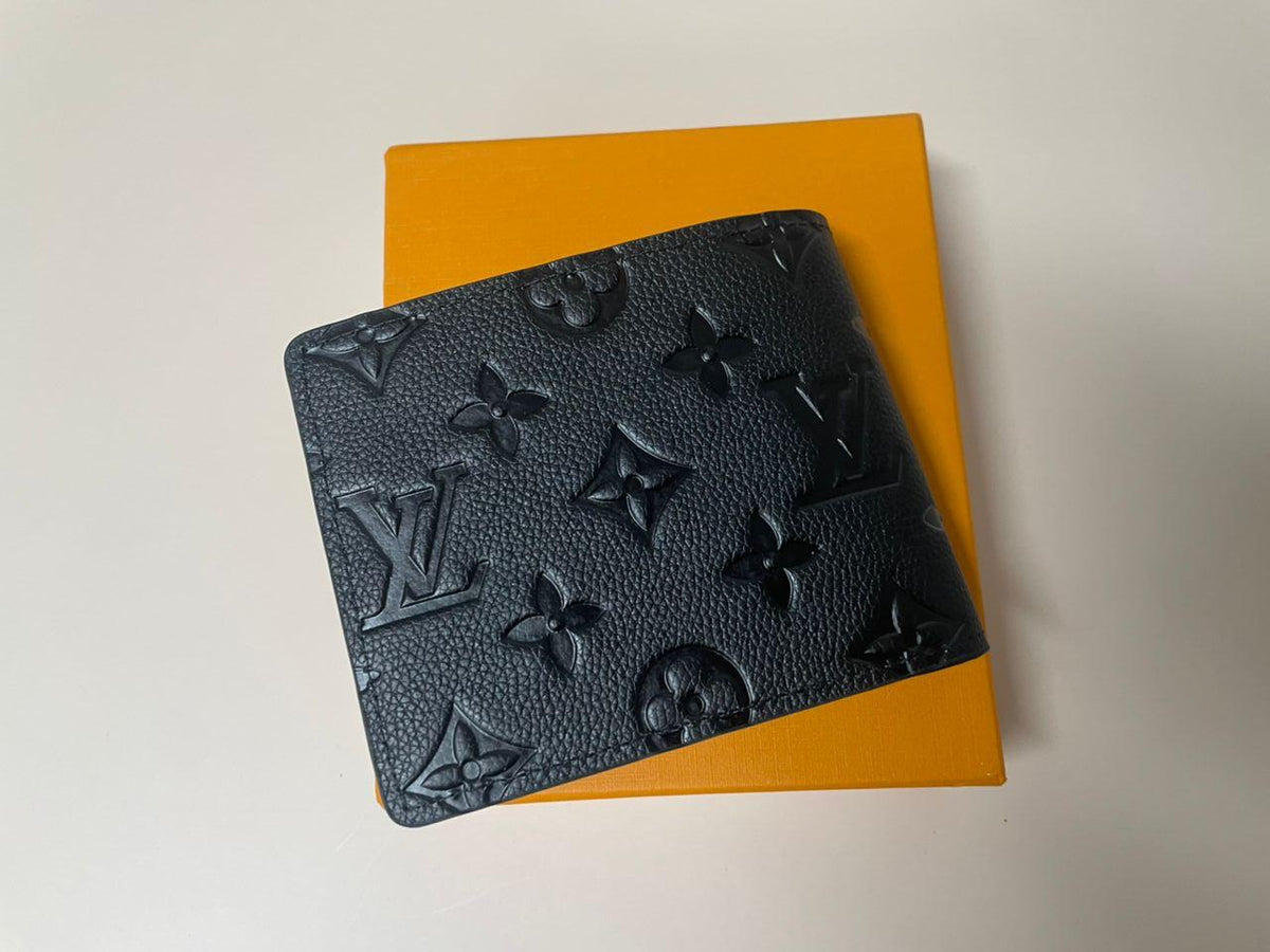 Louis Vuitton Card Holder Black Monogram Leather Wallet Men's
