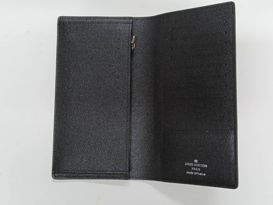 Louis Vuitton Monogram Eclipse Brazza Canvas Long Black Compact Wallet with Box
