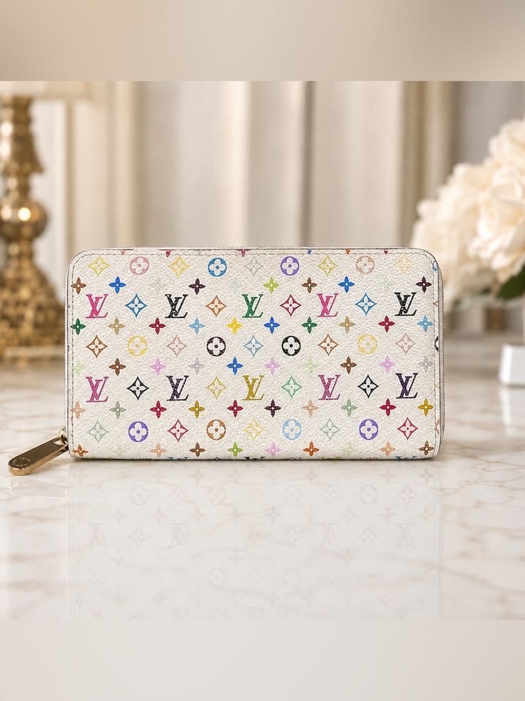 Louis Vuitton Zippy Wallet in Takashi Murakami Multicolore Monogram canvas, front view