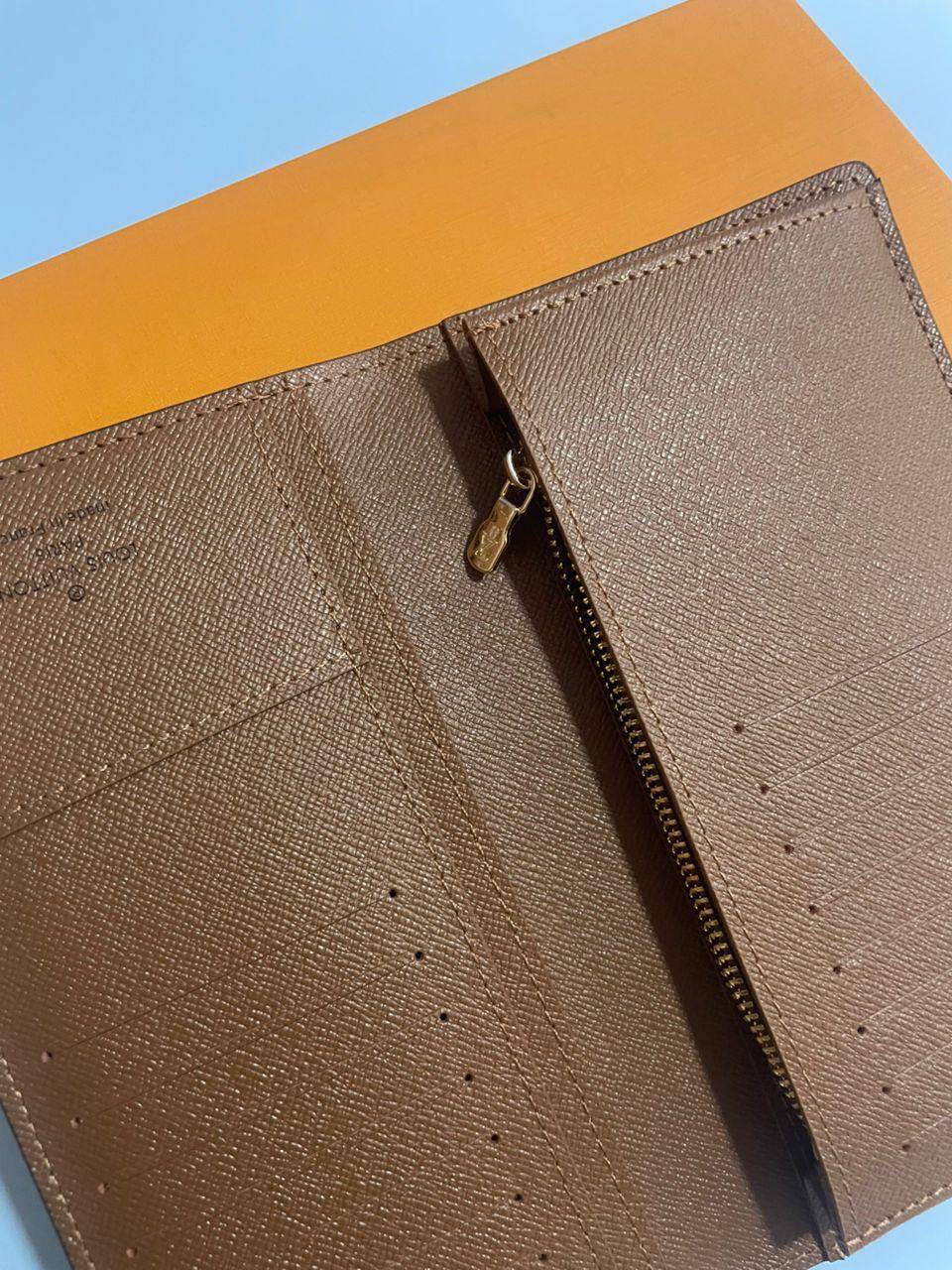 Louis Vuitton Monogram Porte feiulle Brazza Long Wallet Purse Brown
