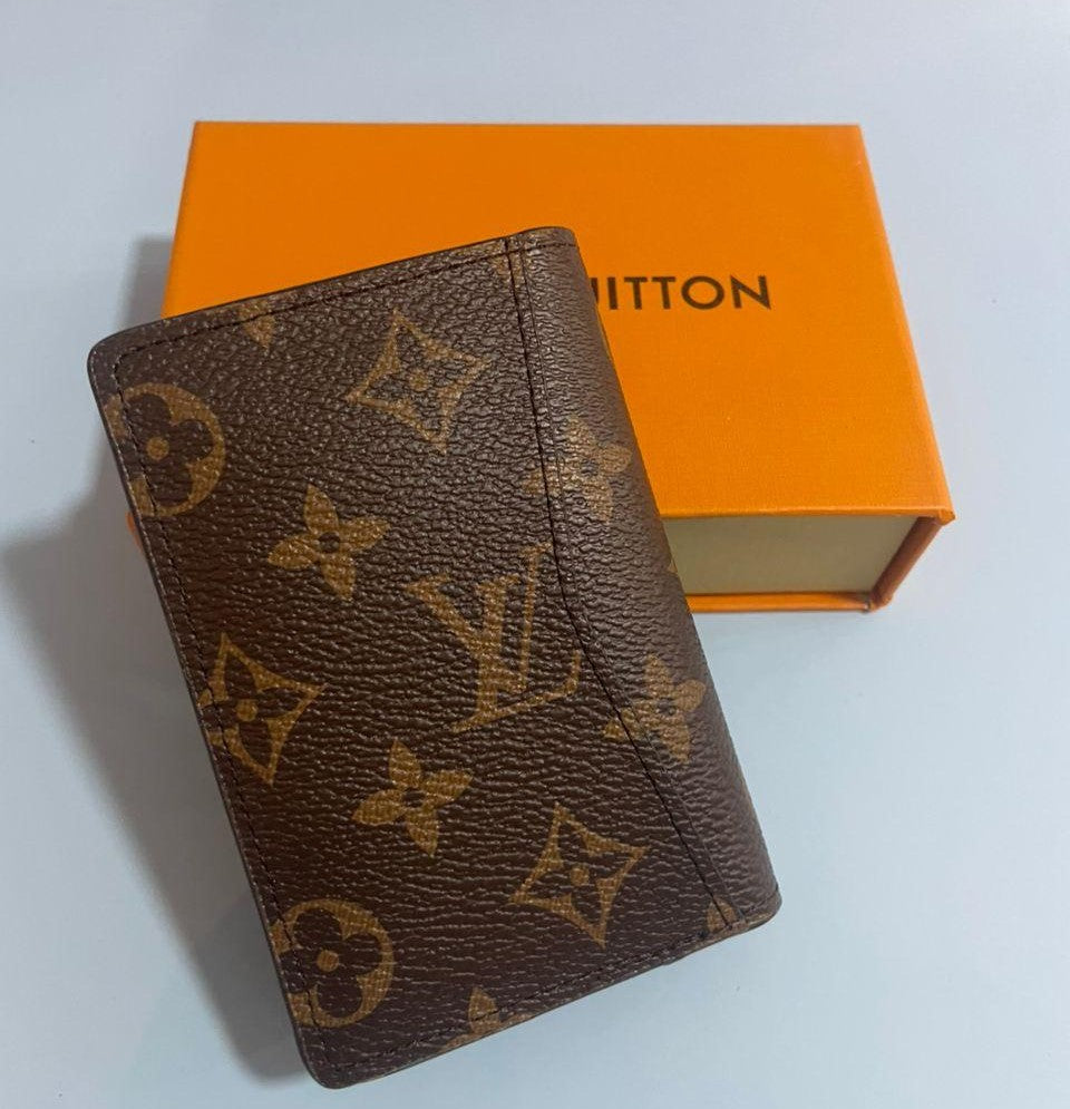 Louis Vuitton Monogram Brown Pocket Organizer Canvas Card Holder Wallet with Box