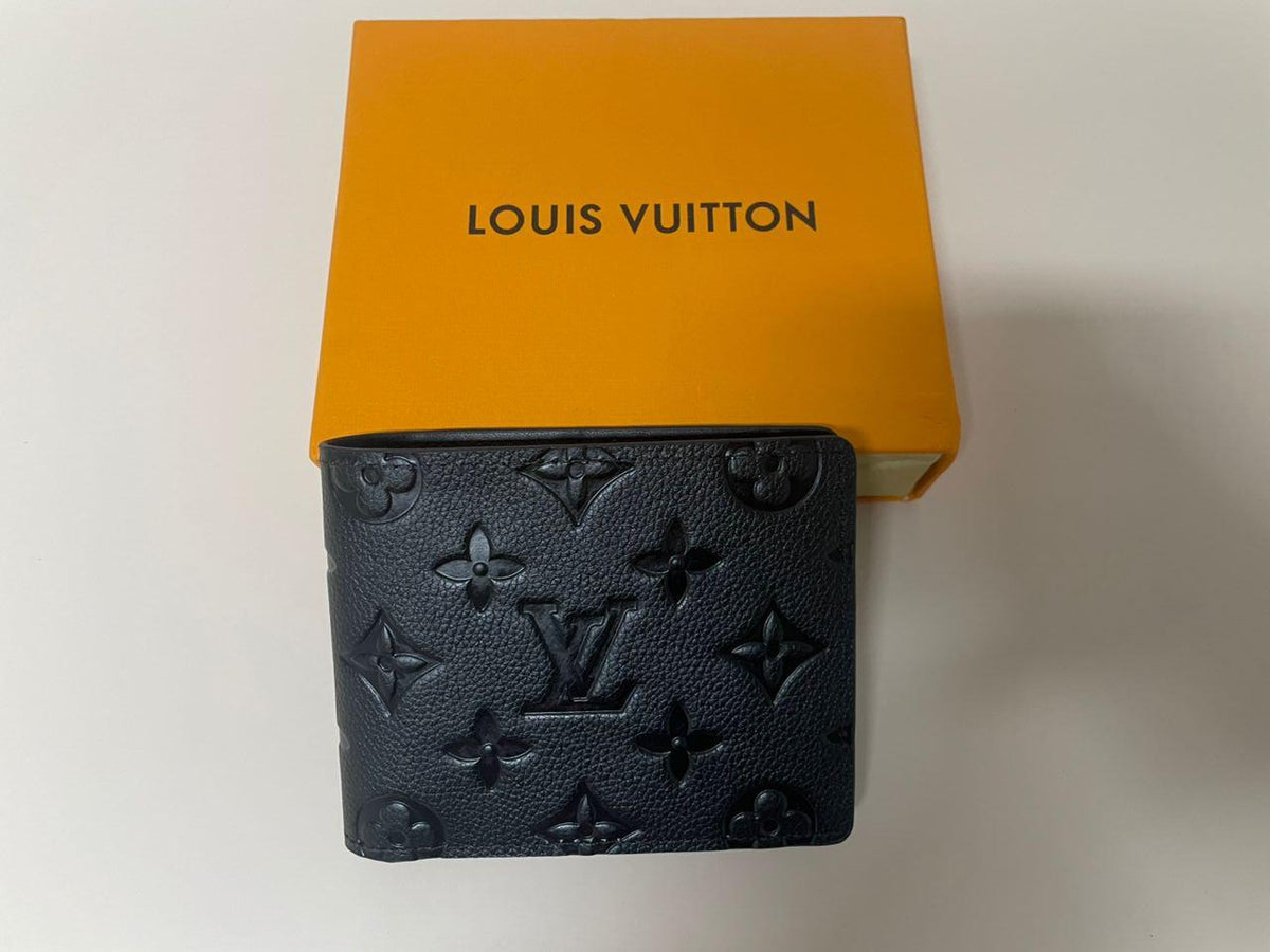 Louis Vuitton Card Holder Black Monogram Leather Wallet Men's