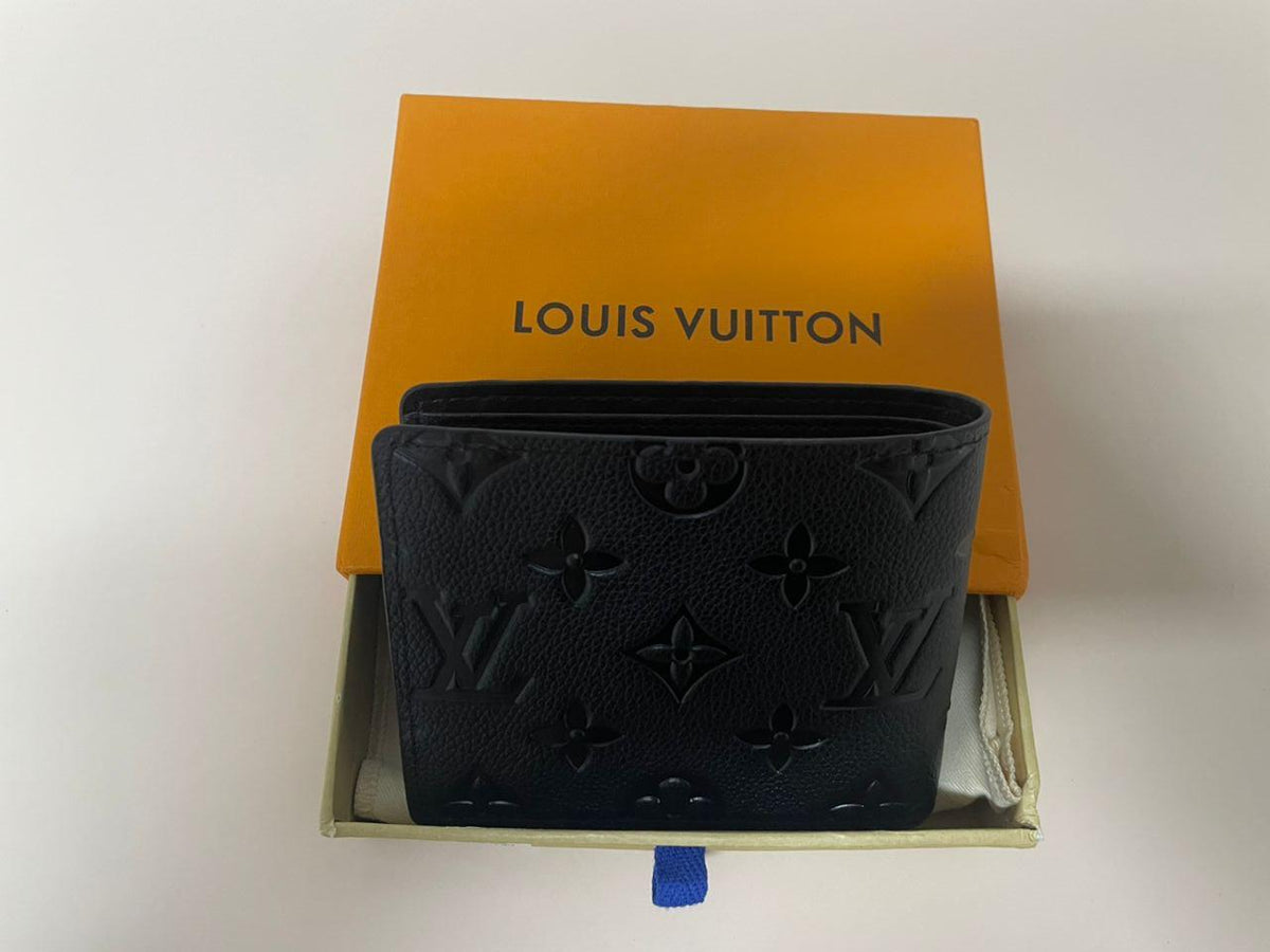 Louis Vuitton Card Holder Black Monogram Leather Wallet Men's