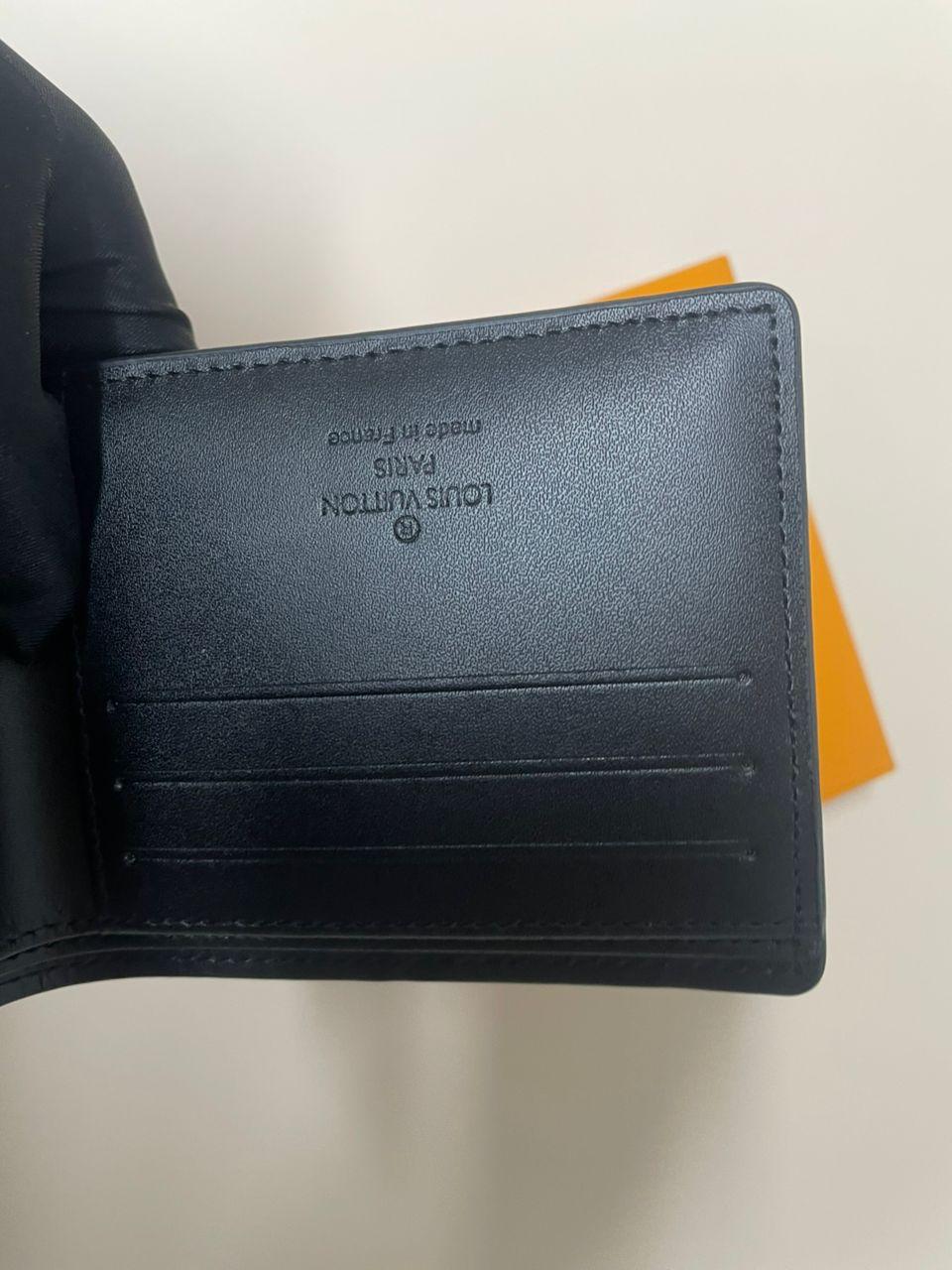 Louis Vuitton Card Holder Black Monogram Leather Wallet Men's