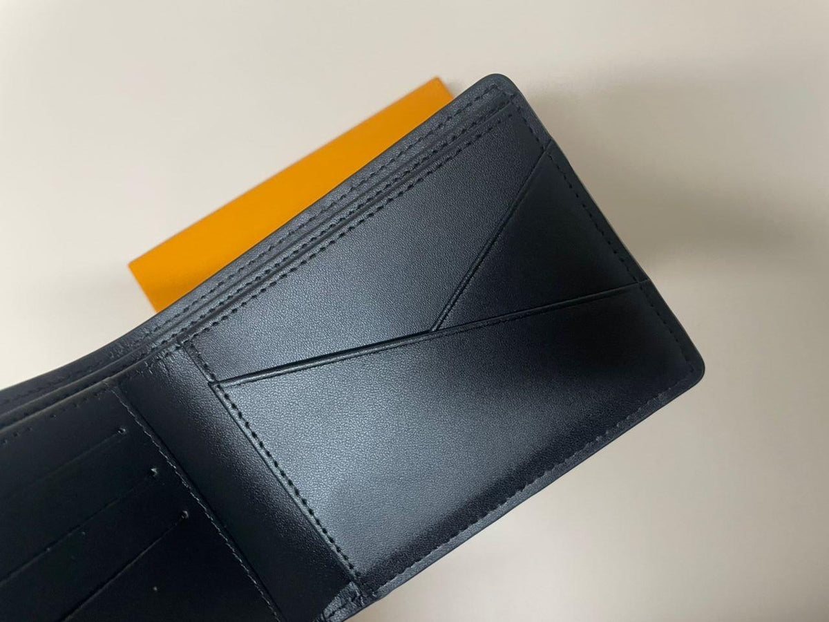 Louis Vuitton Card Holder Black Monogram Leather Wallet Men's
