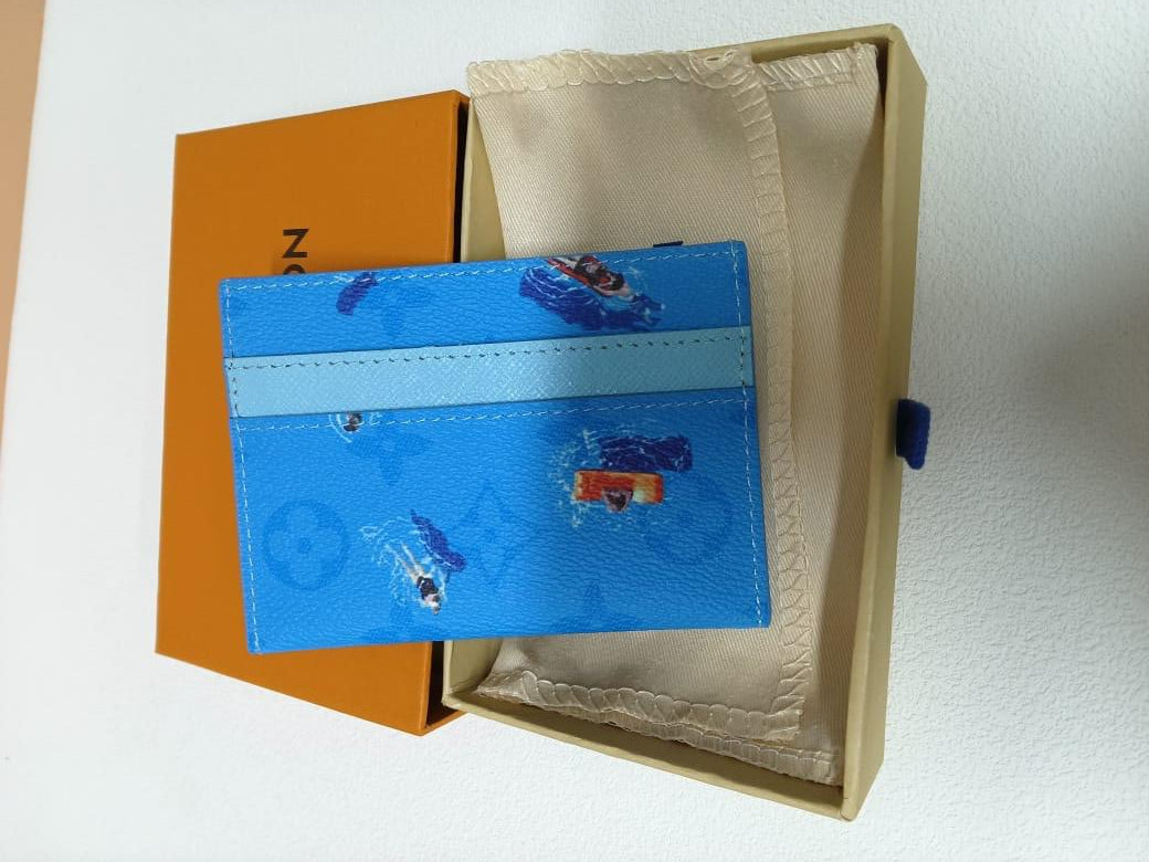 Louis Vuitton Pool Swim Double Card Holder Blue Lagoon