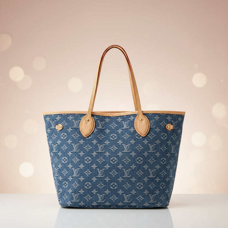 Louis Vuitton Neo Neverfull MM — Blue Monogram Denim