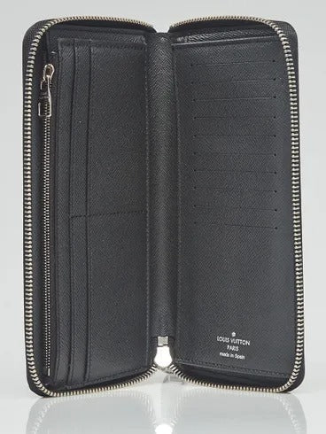 Louis Vuitton Zippy Vertical Wallet — Black Taiga Leather (M32837)
