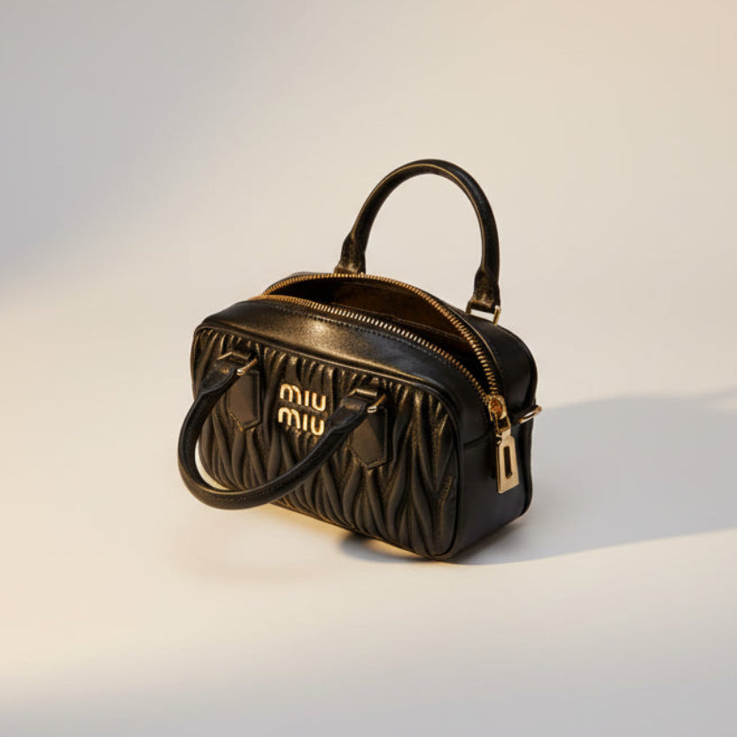 Miu Miu Arcadie Matelassé Leather Bowling Bag