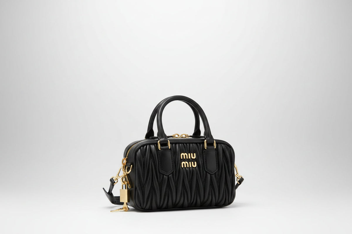 Miu Miu Arcadie Matelassé Leather Bowling Bag