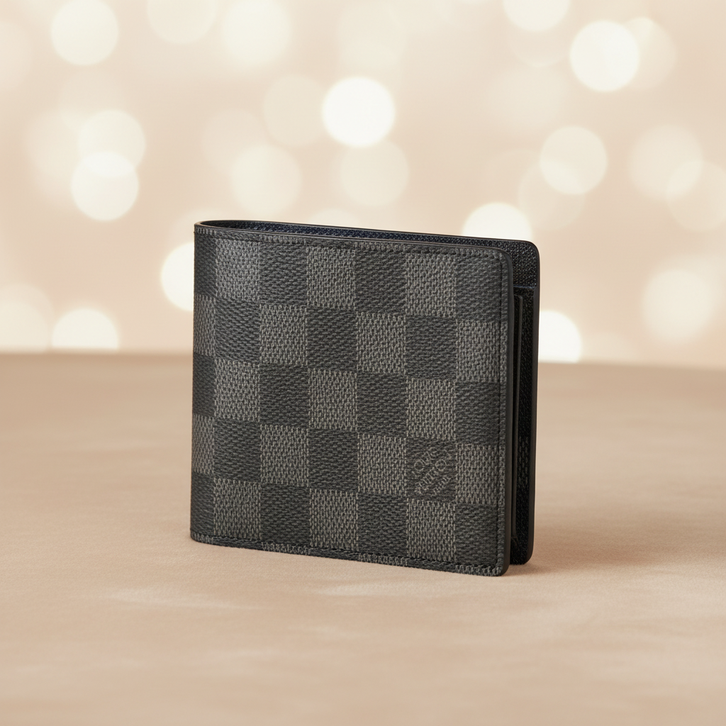 Louis Vuitton Slender bifold wallet in Damier Graphite canvas with embossed logo